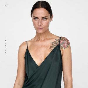 Zara Green Camisole top with buttons.